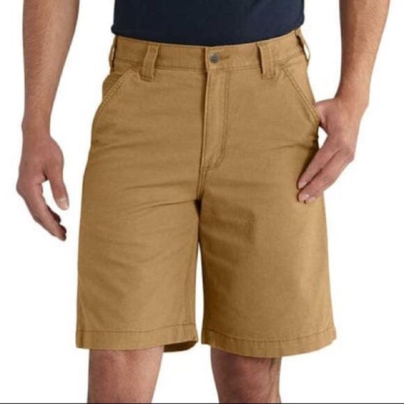 Carhartt Rugged Flex Rigby Work Shorts Relaxed Fit 31 X 10 Hickory Kakhi Cotton - Picture 9 of 13